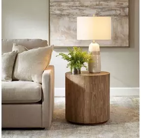 Langston Natural Oatmeal Round Side Table