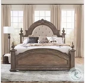 Carlisle Court Chestnut and Sand Upholstered Poster Bedroom Set