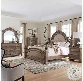 Carlisle Court Chestnut and Sand Queen Upholstered Poster Bed