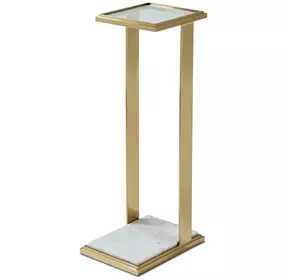 Oasis Brass and White Rectangular Glass Top Clemente Accent Table