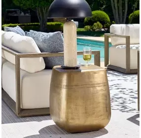 Hamilton Aged Brass Outdoor Square Side Table