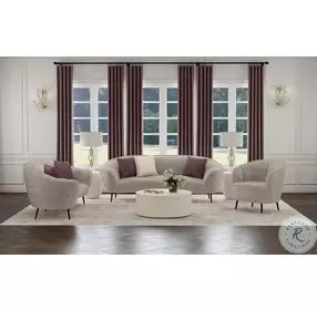 Ellorie Beige Channel Back Curved Loveseat