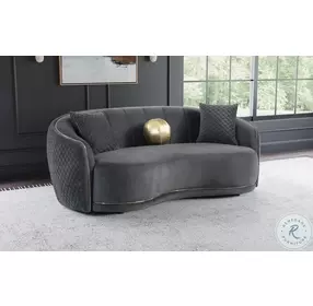 Brookside Dark Gray Velvet Curved 92" Sofa
