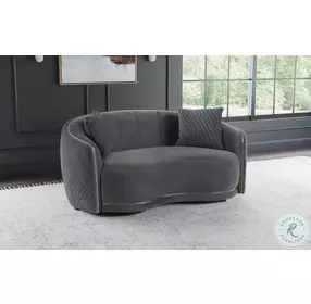 Brookside Dark Gray Velvet Curved 73" Loveseat