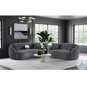 Brookside Dark Gray Velvet Curved Loveseat