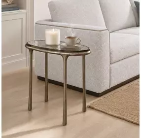 Riverton Antique Brass Oval Glass Top Accent Table