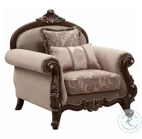 Mehadi Velvet and Walnut Chair with 2 Pillows