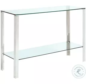 5080 Clear Glass And Polished Stainless Steel Sofa Table