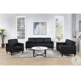 Ruth Black Track Arm Faux Leather Accent Chair
