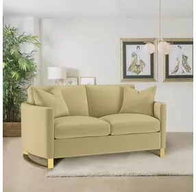 Corliss Camel Velvet Curved Track Arm 69" Loveseat