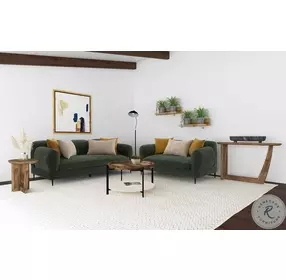 Jade Green Chenille Modern Track Arm Sofa