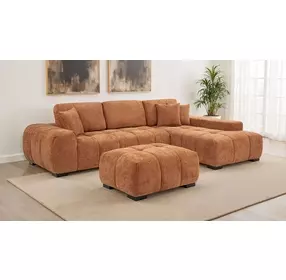 Octavia Orange Upholstered Rectangular Ottoman