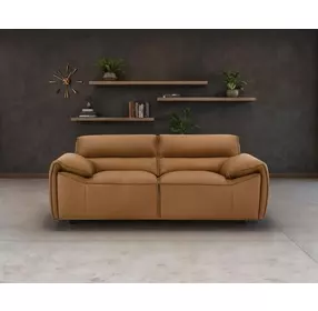 Buxton Orange Leather 74" Loveseat