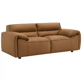 Buxton Orange Leather 74" Loveseat