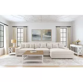 Blaine Sand 3 Piece Performance Fabric Reversible Sectional