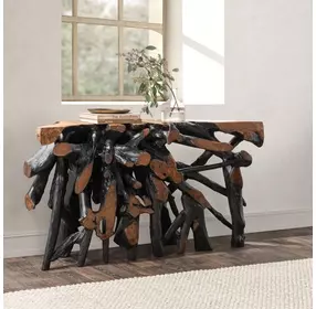 Cypress Black and Brown 60" Free Form Console Table