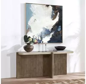 Dillon Natural and Antique White Rectangular Concrete Top Console Table