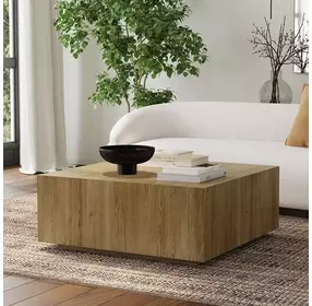 Layne Light Brown Square Coffee Table with Casters