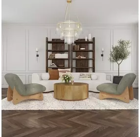 Layne Light Brown Round Coffee Table with Casters