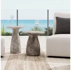 Collins Dark Gray 16" Round Outdoor Concrete Top Accent Table