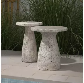 Collins Light Gray 16" Round Outdoor Concrete Top Accent Table