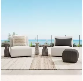 Collins Light Gray 19" Round Outdoor Concrete Top Accent Table