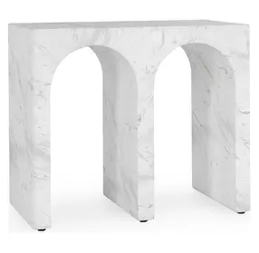 Marmo Ivory and Gray Rectangular Outdoor Concrete Top End Table