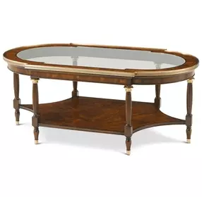 TA Originals Marlborough Oval Glass Top Storyteller Cocktail Table