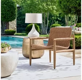 Prescott Golden Flax and Weathered Driftwood Outdoor Lounge Chair