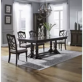 Arden Road Satin Cherry and Cream Upholstered 5 Piece Extendable Dining Set