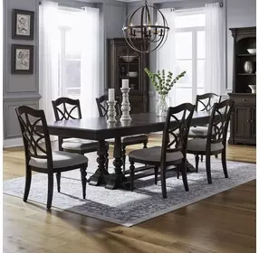 Arden Road Satin Cherry and Cream Upholstered 7 Piece Dining Set