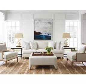 Sheffield Beige 43" Upholstered Cocktail Ottoman with Nailhead Trim