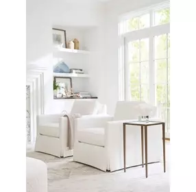 Beach Club White Upholstered Club Swivel Chair