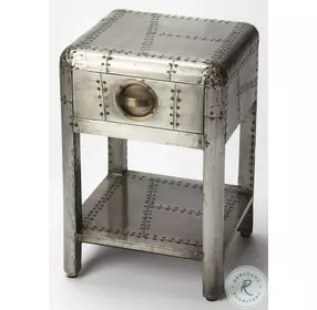 Midway Aviator Silver 1 Drawer Side Table