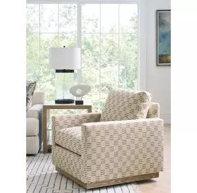 Meadow View Brown Upholstered Swivel Accent Chair by Barclay Butera