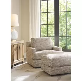 Millington Beige and Brown Upholstered Rectangular Ottoman by Barclay Butera