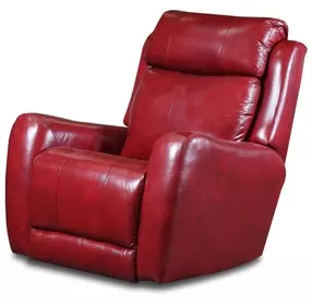 View Point Crimson Leather Rocker Power Recliner with Power Headrest and USB Charging