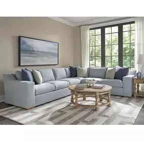 Shaws Cove Blue 3 Piece Modular Sectional with Pillows by Barclay Butera