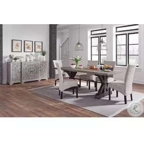Harmony Gray Breakfront 4 Drawer Sideboard