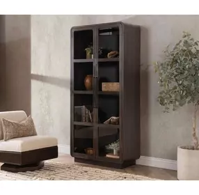 Rogers Dark Brown 2 Glass Door Display Cabinet