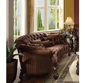 Versailles Brown 109" Sofa with Nailhead Trim