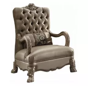 Dresden Brown Upholstered Accent Chair with Pillow and Nailhead Trim