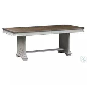 Abbey Park Antique White And Weathered Brown Trestle Extendable Dining Room Set