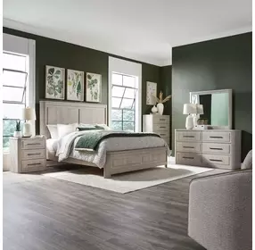 Modern Play Natural White King Panel Bed