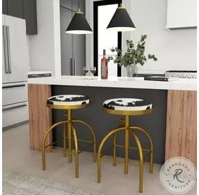 Grogan Hair On Hide Leather Adjustable Bar Stool