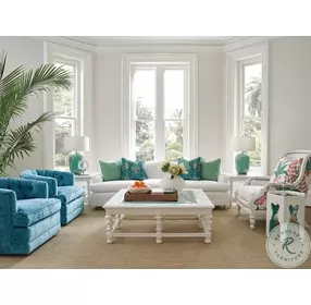 Bilbao White Hexagonal End Table with Teal Accents