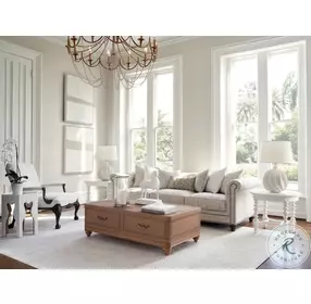 Bilbao White Hexagonal End Table with Buff Accents