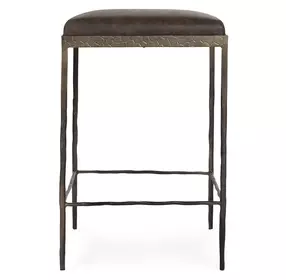 Bose Cocoa Brown Leather Upholstered Counter Height Stool