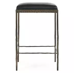 Bose Onyx Black Leather Upholstered Counter Height Stool