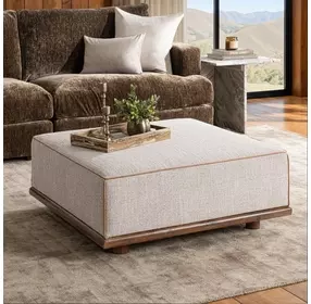 Ellerie Latte Square Ottoman